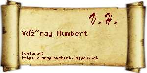 Váray Humbert névjegykártya